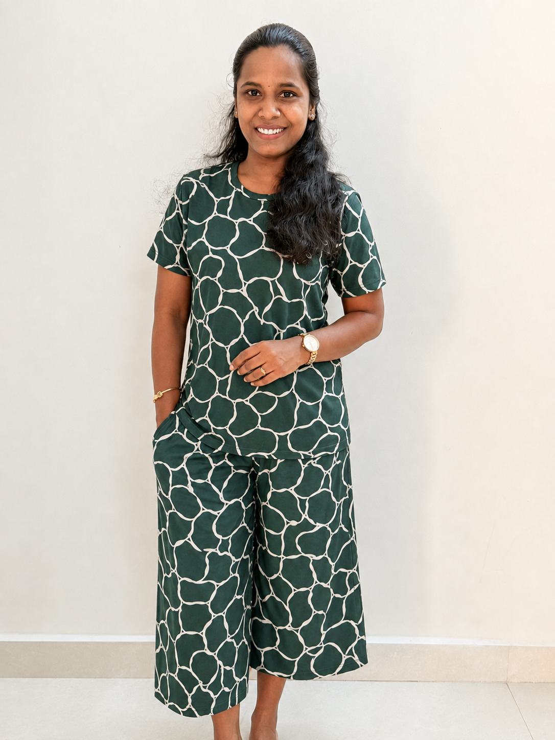 *PREBOOKING* - Women's 3/4 th Palazzo coord set - Green ziggus palazzo coords