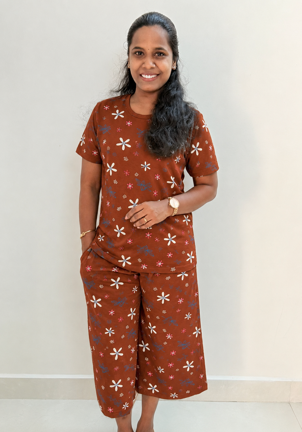 *PREBOOKING* - Women's 3/4 th Palazzo coord set - Semmi pookal palazzo coords