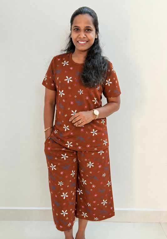 *READY TO DISPATCH* - Women's 3/4 th Palazzo coord set - Semmi pookal palazzo coords