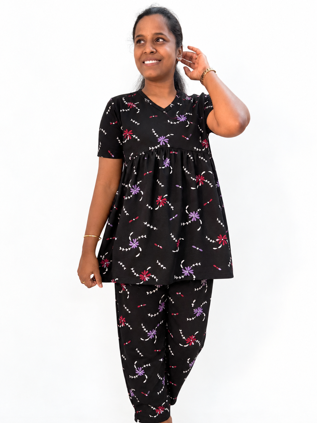 *PREBOOKING * - Premium Women's Curvy peplum coord set - Blacky chakkar peplum coords