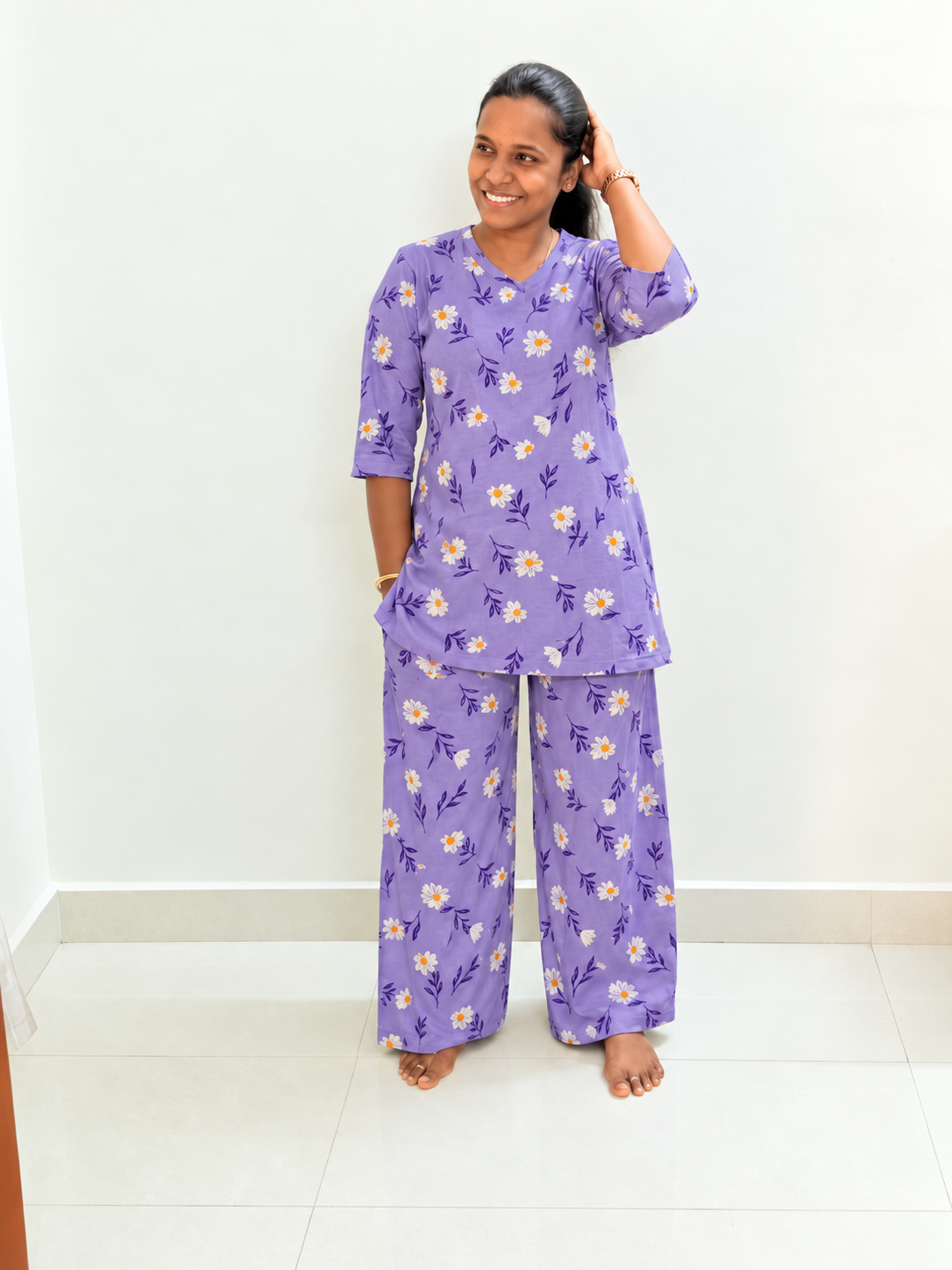 *PREBOOKING* - Premium Quality - Women's Kurthi night set  - Lava malli Kurthi set