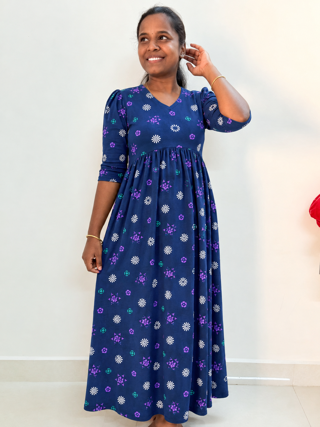 *READY TO DISPATCH * - Premium quality Soft Curvy Non feeding puff peplum maxi- Royal blue peplum maxi