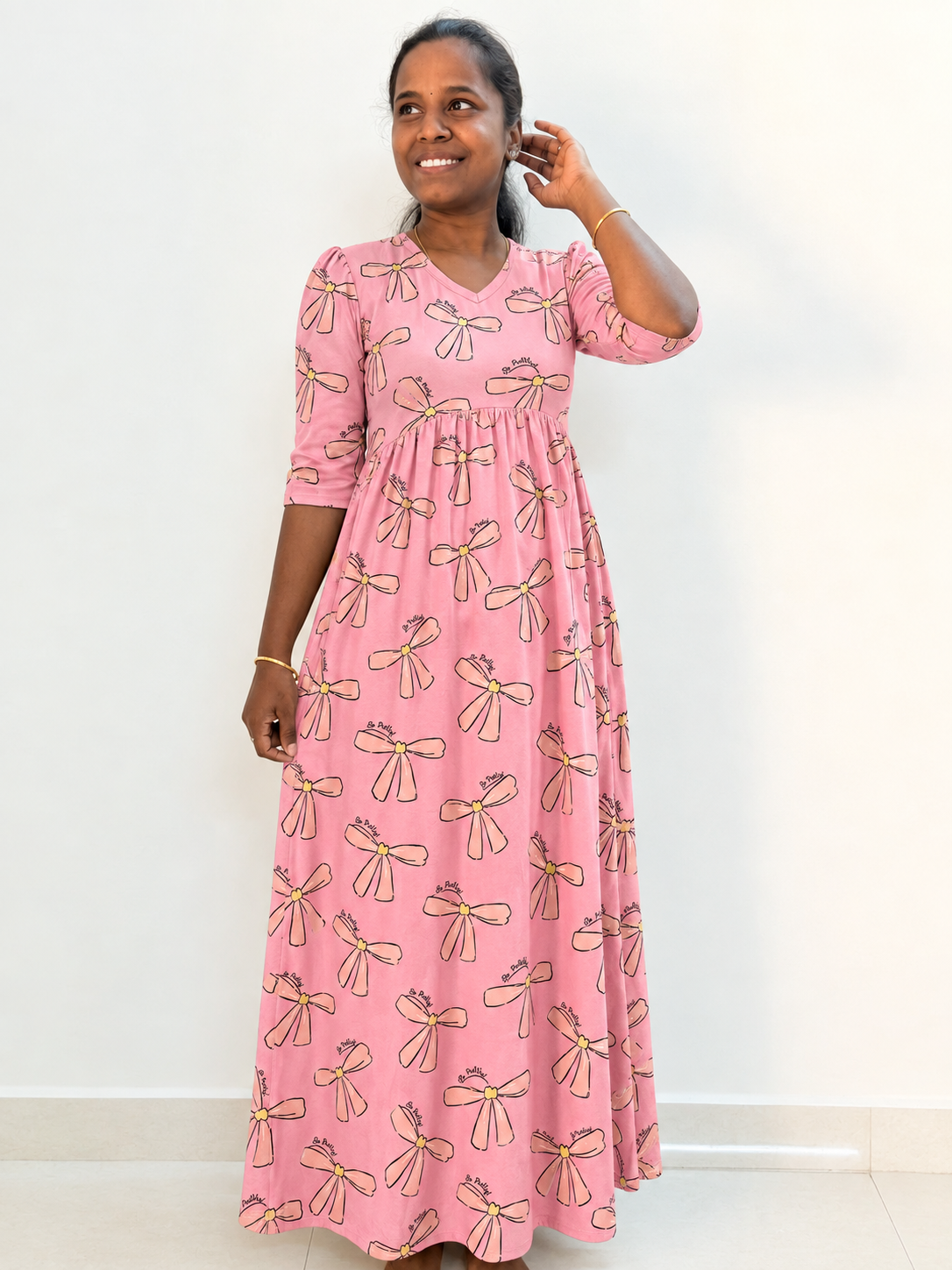 *READY TO DISPATCH * - Premium quality Soft Curvy Non feeding puff peplum maxi- BABY ribbon peplum maxi