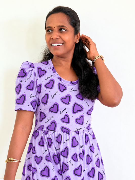 *READY TO DISPATCH* - Premium quality Feeding Lounge wear puff sleeves- Lav heartin pullup