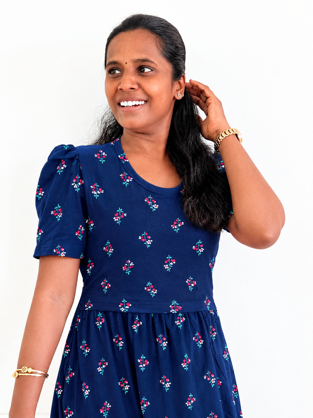 *READY TO DISPATCH* - Premium quality Feeding Lounge wear puff sleeves- Nav bouquet pullup