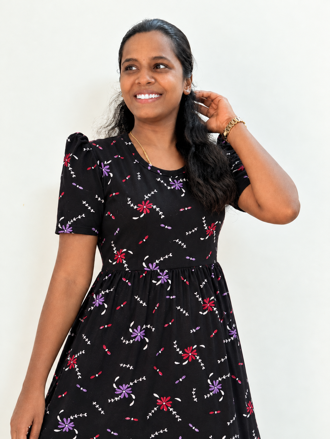 *PREBOOKING* - Premium - Women's Non feeding Lounge wear puff sleeves - Dark chakkar lounge wear