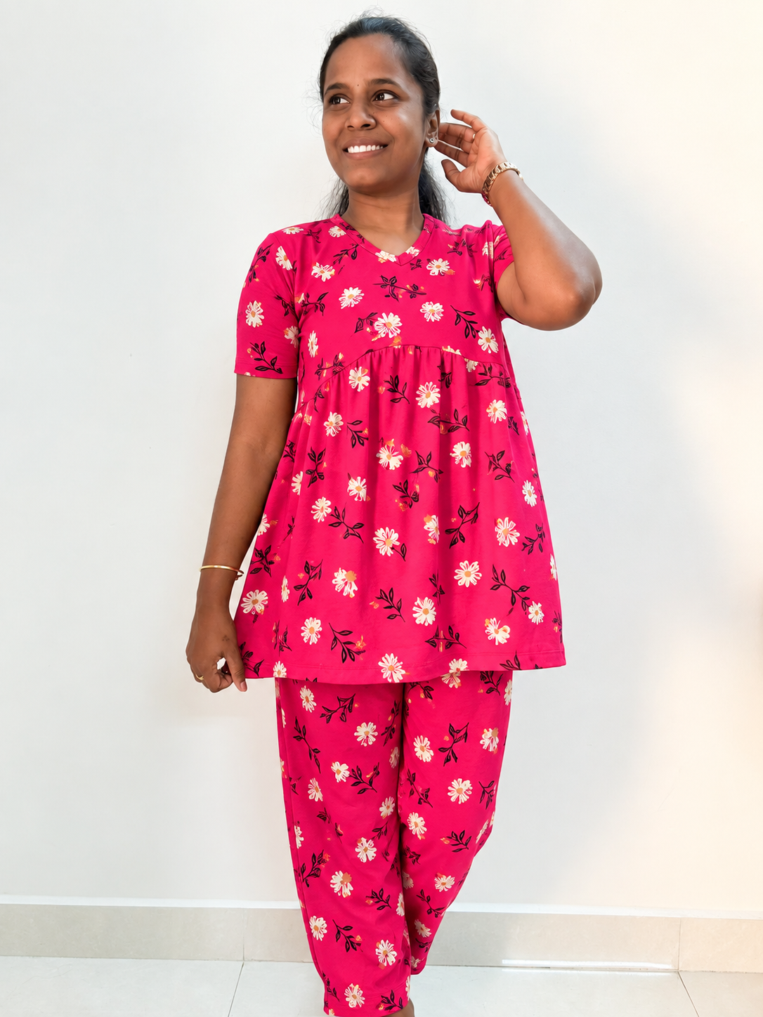 *READY TO DISPATCH* - Premium Women's Curvy peplum coord set - Rosy pattas curvy peplum