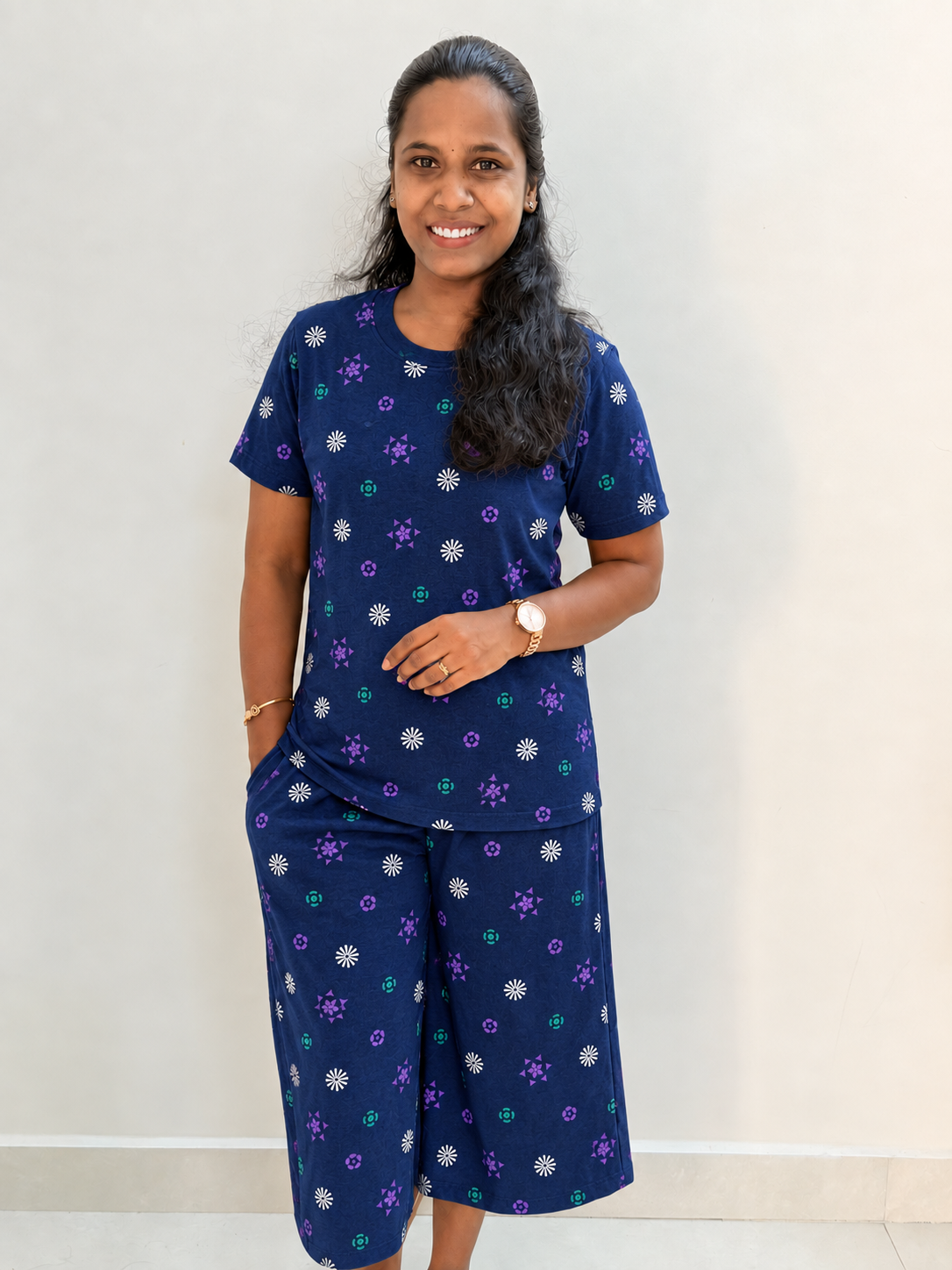 *READY TO DISPATCH* -  Women's 3/4 th Palazzo coord set - Royal puttas palazzo coords