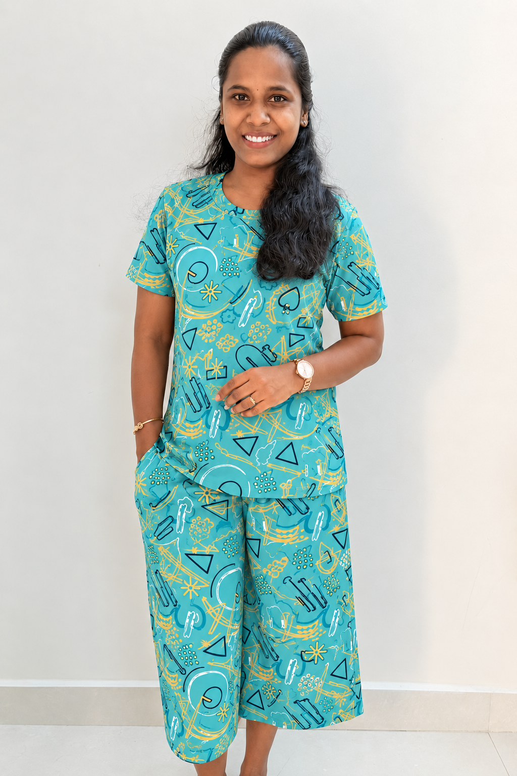 *READY TO DISPATCH* -  Women's 3/4 th Palazzo coord set - Sky math palazzo coords