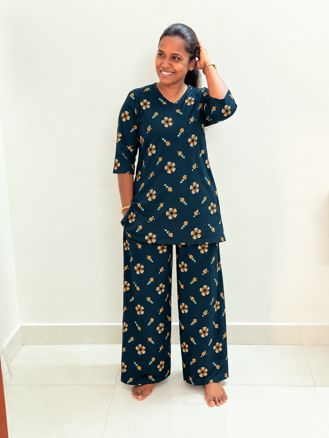 *PREBOOKING* - Premium Quality - Women's Kurthi night set - Tree gold coin Kurthi set