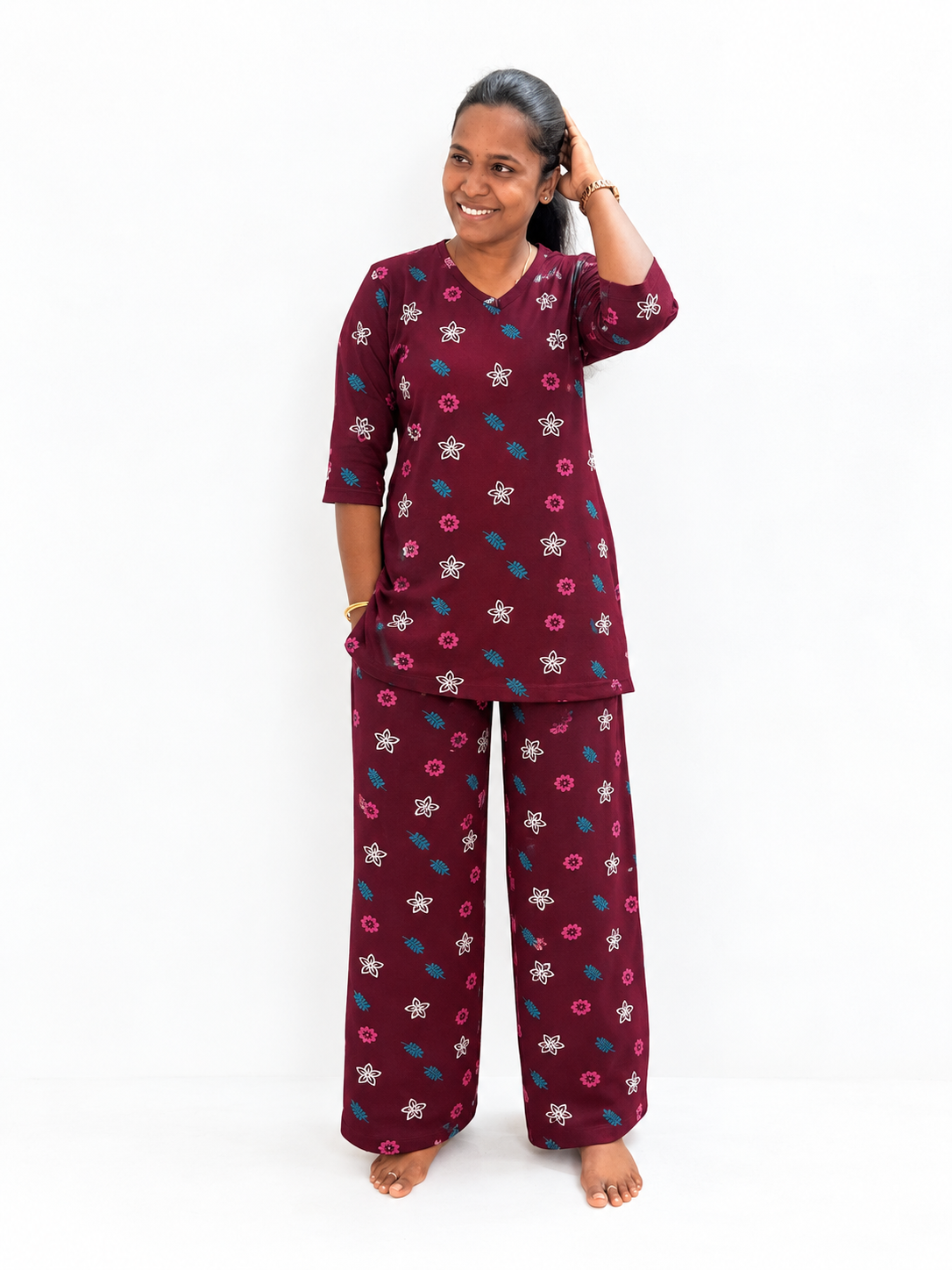 *PREBOOKING* - Premium Quality - Women's Kurthi night set - Kum kum pops Kurthi set