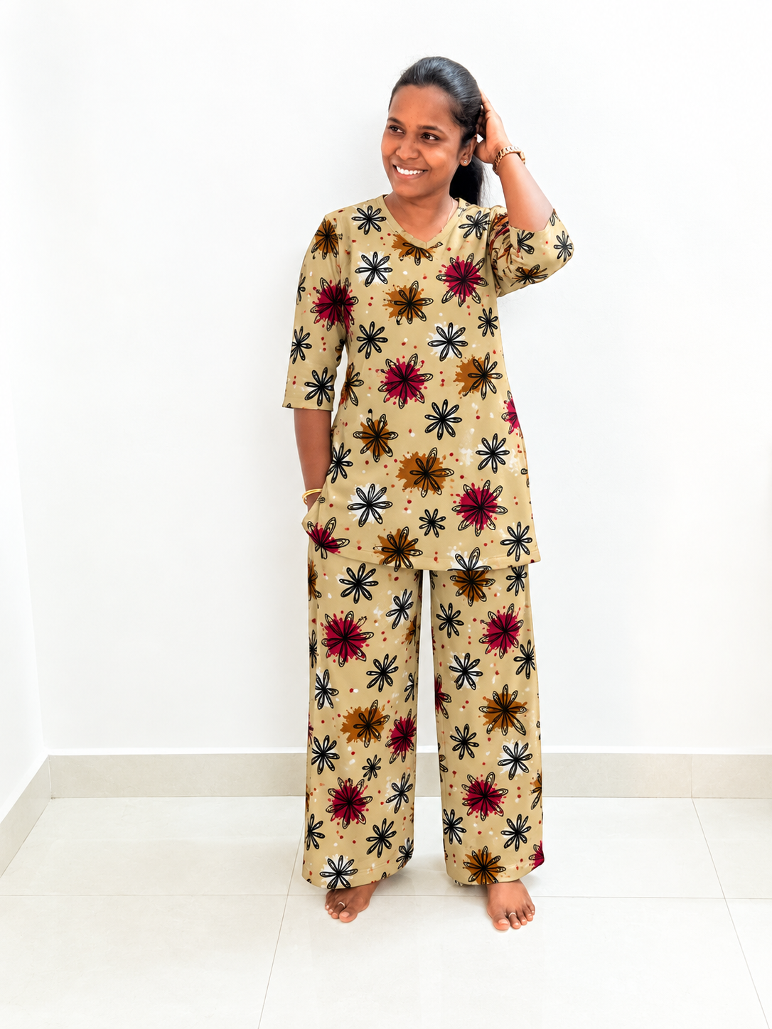 *PREBOOKING* - Premium Quality - Women's Kurthi night set - Sandhana chakkar Kurthi set
