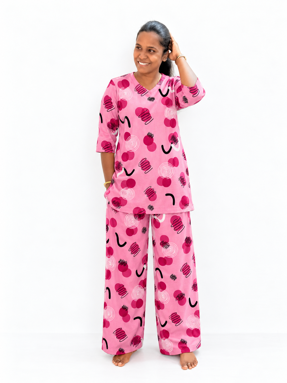 *PREBOOKING* - Premium Quality - Women's Kurthi night set - Rosy rings Kurthi set