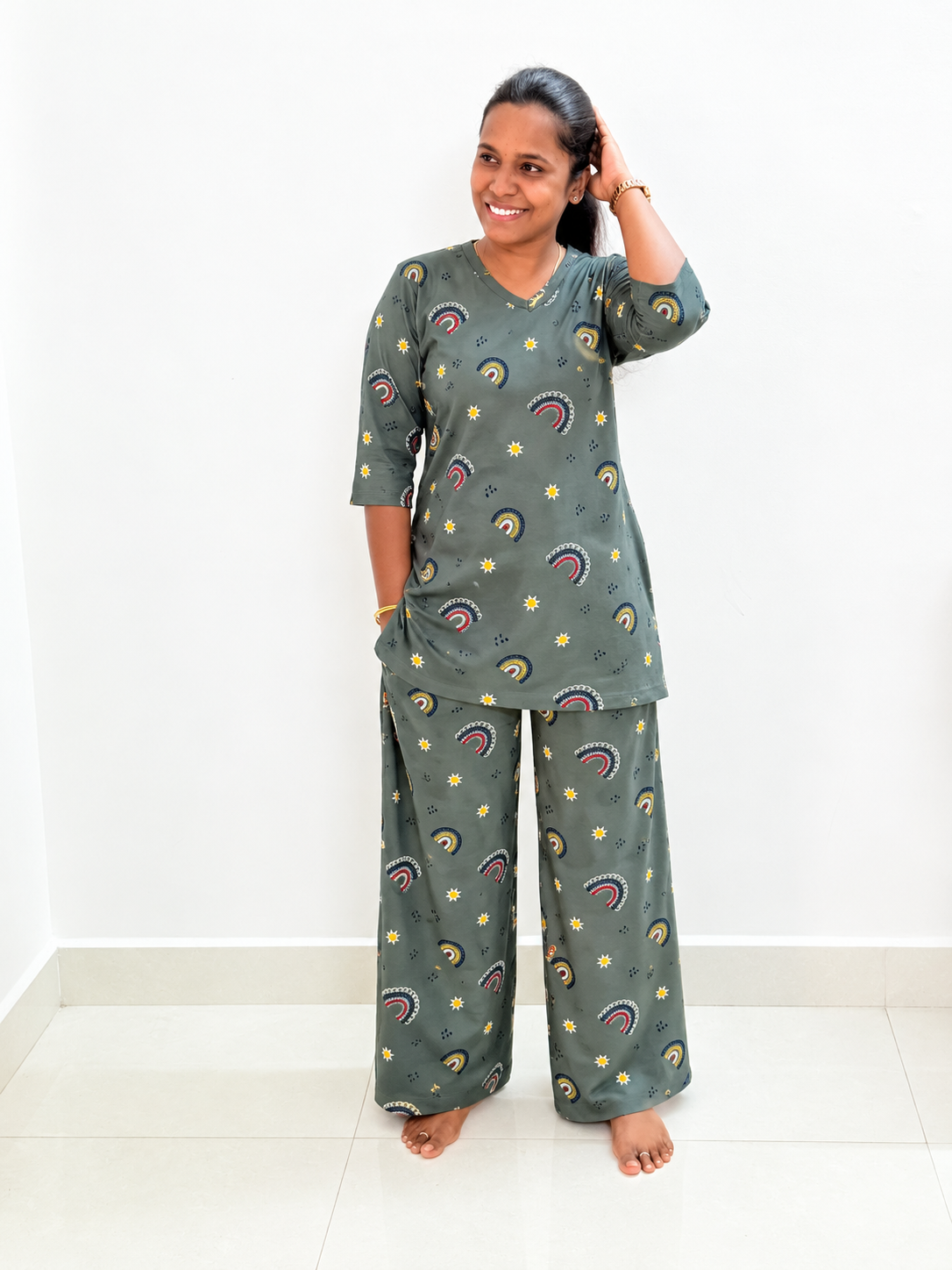 *PREBOOKING* - Premium Quality - Women's Kurthi night set - Rainbow Day Kurthi set
