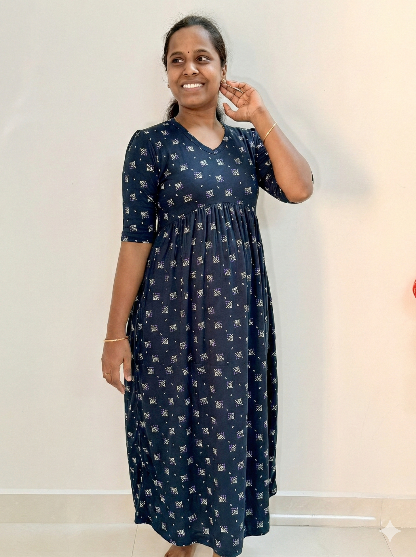 Premium - Soft Curvy peplum maxi- TCAPN05- Navy bouquet Peplum maxi