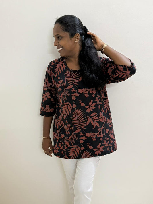 Women's Short Kur'TEES' - Chocolate Leaf