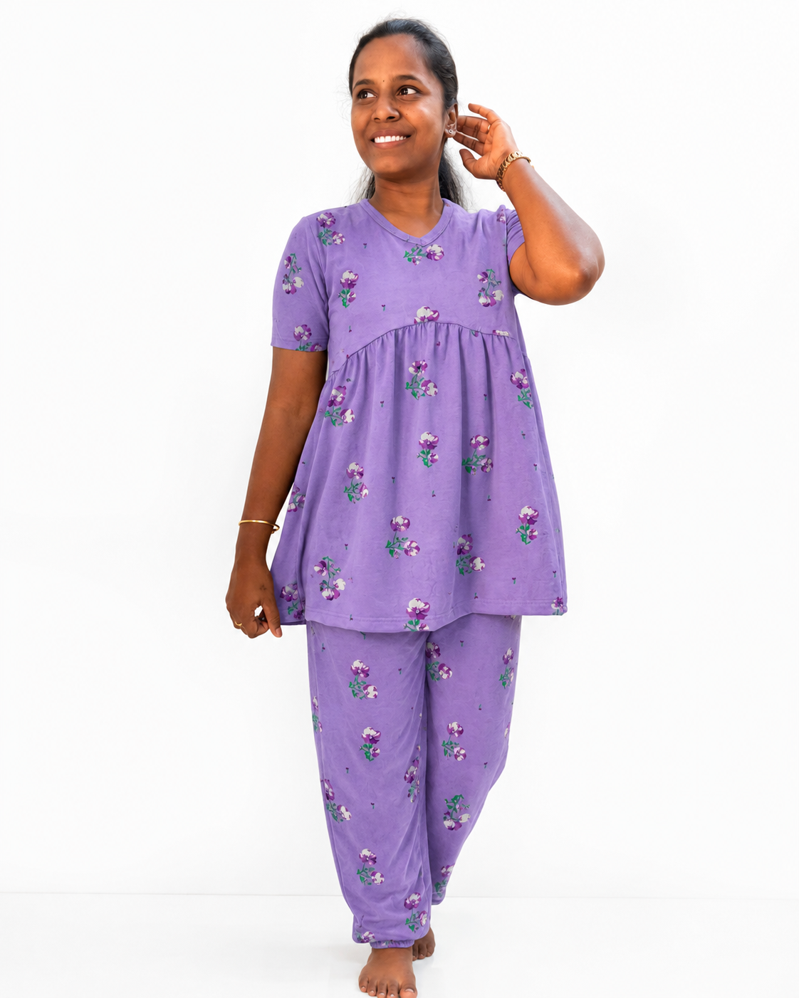 *PREBOOKING* - Premium Women's Curvy peplum coord set - Purp bouquet peplum coords