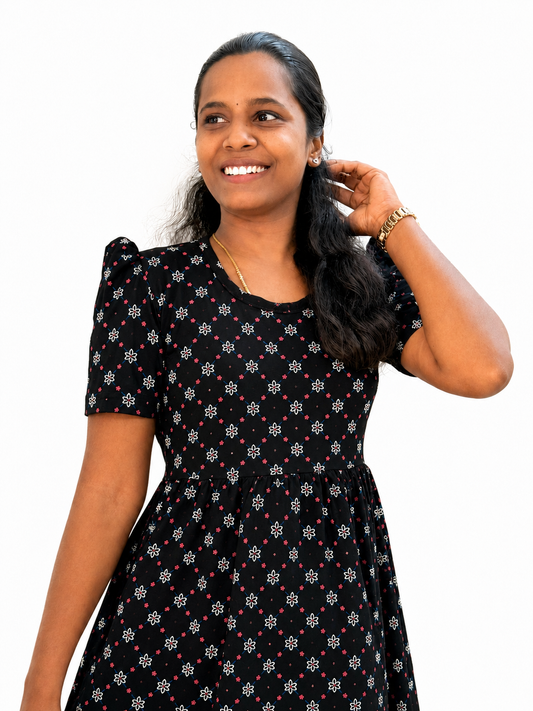 *READY TO DISPATCH* - Premium - Women's Non feeding Lounge wear puff sleeves - Karuppu kattoo lounge wear