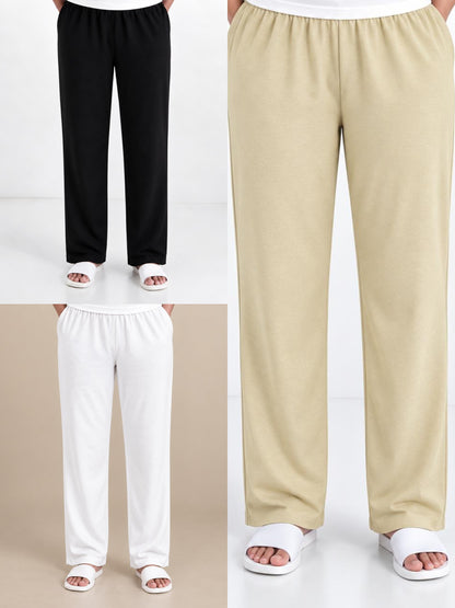 *PREBOOKING* - Super saver pack of 3- Women's Straight pant - Black, white ,Milky skin
