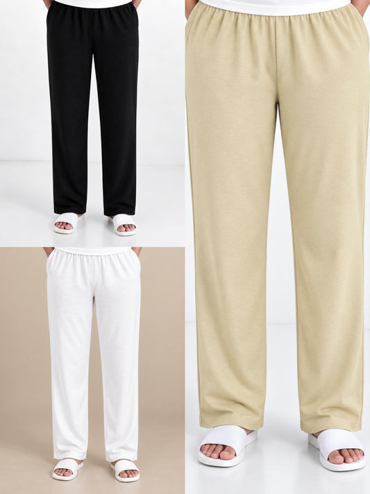 *PREBOOKING* - Super saver pack of 3- Women's Straight pant - Black, white ,Milky skin